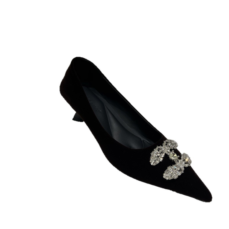 Γυναικείες γόβες με μυτερό δάχτυλο: πάνω μέρος από Xi shi βελούρο, μεσαίου ύψους τακούνι 3-6 cm, PU πάτος, πλαστική σόλα (μυτερό δάχτυλο; Xi shi βελούρ; 3-6 cm τακούνι; PU πάτος; πλαστική σόλα)