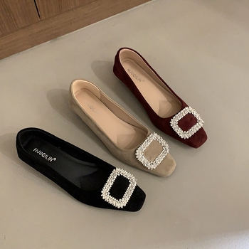 Παπούτσια Mary Jane σε κορεατικό στυλ με τετράγωνη μύτη, χαμηλό τακούνι, χωρίς κορδόνια