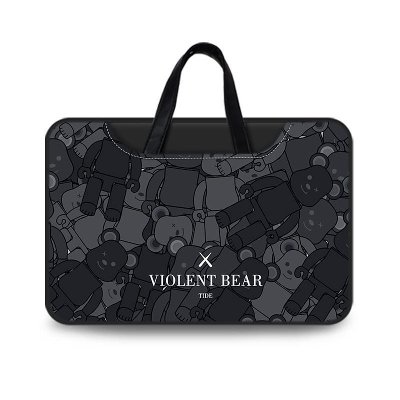 Torba za laptop s motivom medvjeda, minimalistička, dvostrana, s ručkom za nošenje.