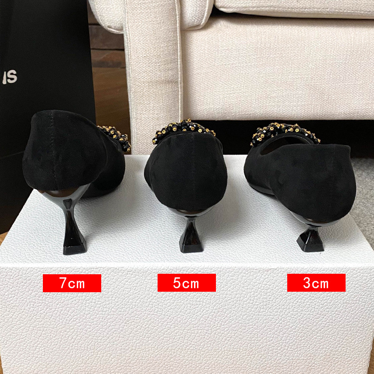 Παπούτσια για δεξιώσεις με τετράγωνη μύτη, σουέντ επάνω μέρος, μεσαίου ύψους χοντρό τακούνι 3–6 εκ, μονόχρωμα