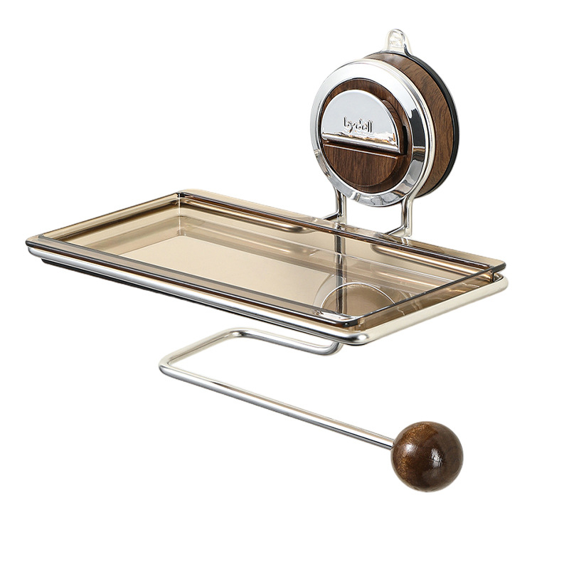 Držač za toaletni papir na zid s vakuum pričvršćivanjem, kvadratnog oblika, od nehrđajućeg čelika, elektroplirano završno