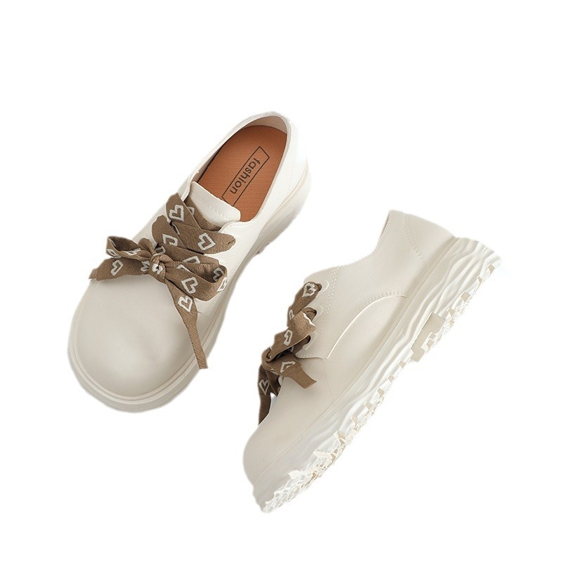 Ženski loaferi s debelim potplatom, zaobljeni vrh, britanski akademski stil, vodootporni, protuklizna podstava, s vezicama (visina potpetice 3–5 cm)