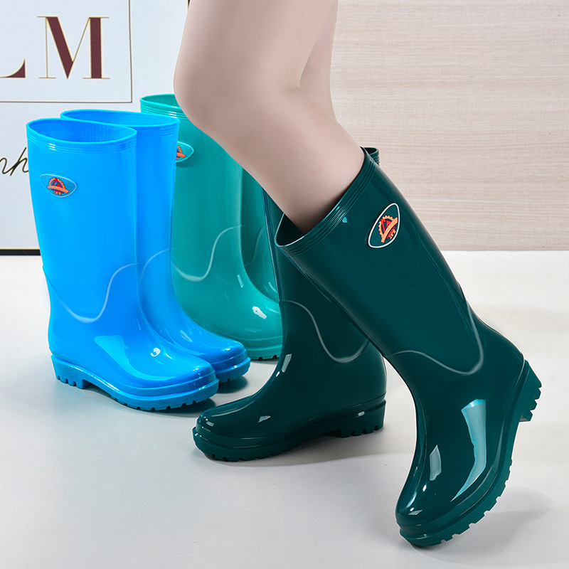 Ženske visoke čizme za kišu s PVC gornjim dijelom, ojačana potplata, niski pet 1–3 cm, jednobojne