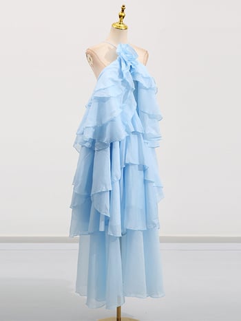 Φόρεμα γυναικών σε στυλ Ευρώπης-Αμερικής | halter λαιμόκοψη | χωρίς μανίκια | μακρύ | φλοράλ μοτίβο