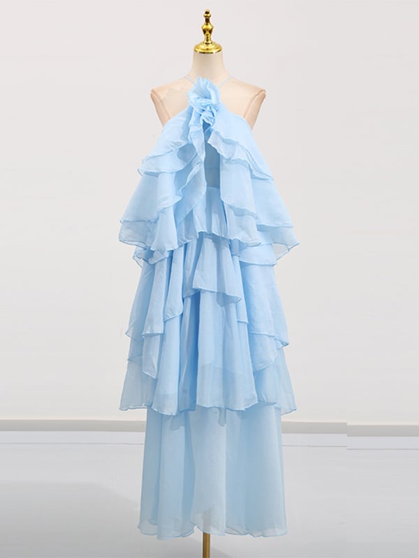 Φόρεμα γυναικών σε στυλ Ευρώπης-Αμερικής | halter λαιμόκοψη | χωρίς μανίκια | μακρύ | φλοράλ μοτίβο