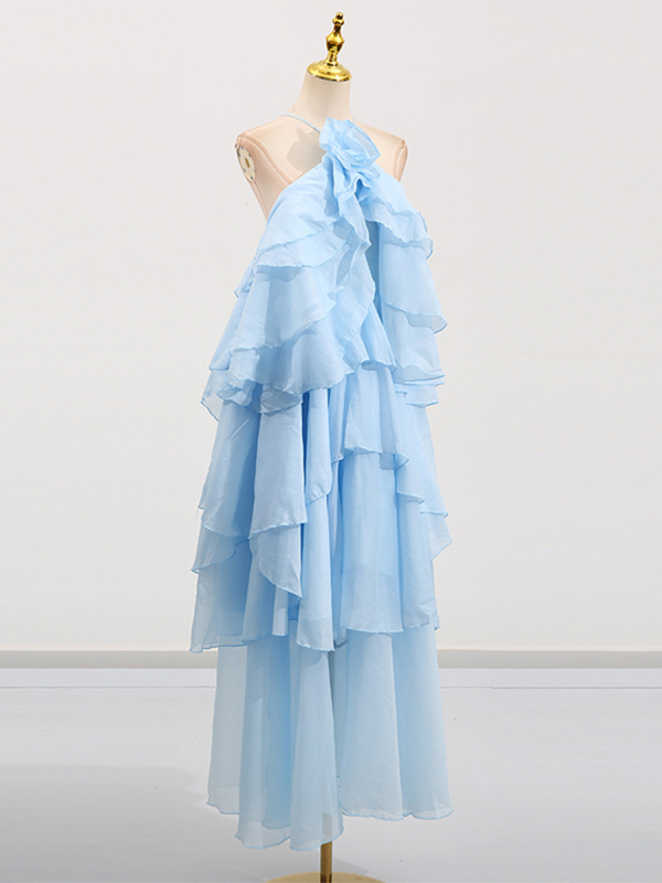 Φόρεμα γυναικών σε στυλ Ευρώπης-Αμερικής | halter λαιμόκοψη | χωρίς μανίκια | μακρύ | φλοράλ μοτίβο