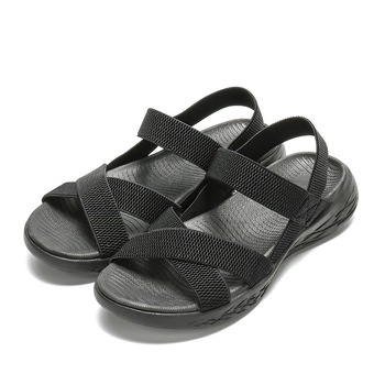 Ženske plažne sandale s elastičnim trakom, prst u obliku ribljih usta, ravna podloga, MD potplata, debljina potplata 3–5 cm