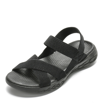 Ženske plažne sandale s elastičnim trakom, prst u obliku ribljih usta, ravna podloga, MD potplata, debljina potplata 3–5 cm