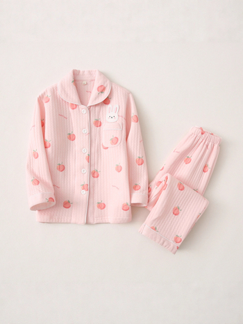 Set de pijamale pentru fete cu cardigan, 100% bumbac, material air-cotton, menține căldura, pentru copii de 3–8 ani