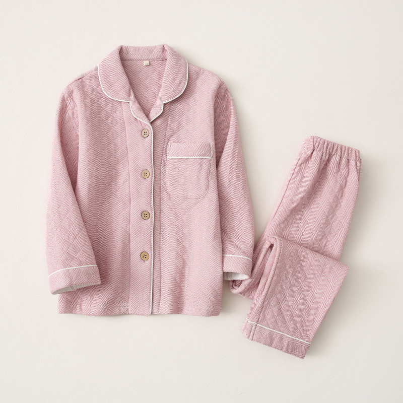 Set de pijamale pentru fete cu cardigan, 100% bumbac, material air-cotton, menține căldura, pentru copii de 3–8 ani