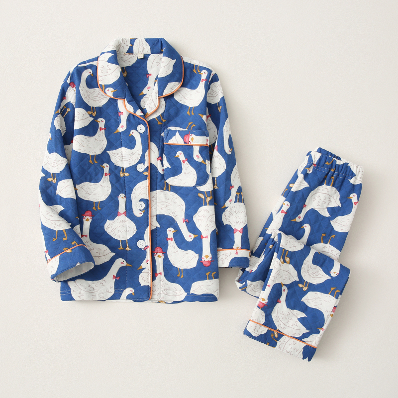 Set de pijamale pentru fete cu cardigan, 100% bumbac, material air-cotton, menține căldura, pentru copii de 3–8 ani