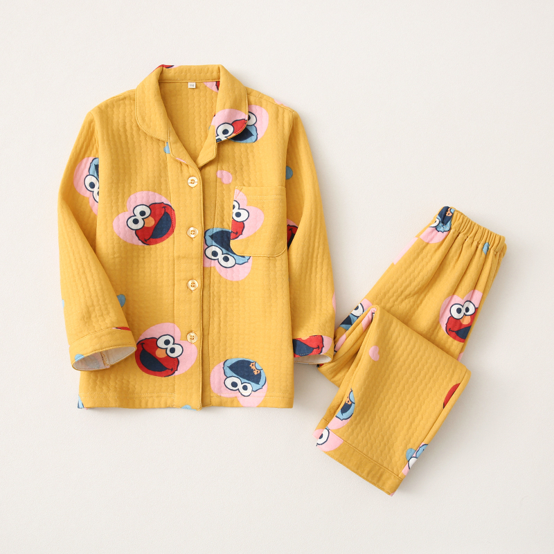 Set de pijamale pentru fete cu cardigan, 100% bumbac, material air-cotton, menține căldura, pentru copii de 3–8 ani