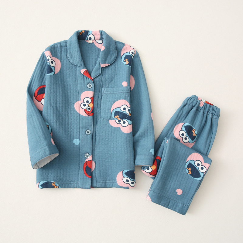 Set de pijamale pentru fete cu cardigan, 100% bumbac, material air-cotton, menține căldura, pentru copii de 3–8 ani