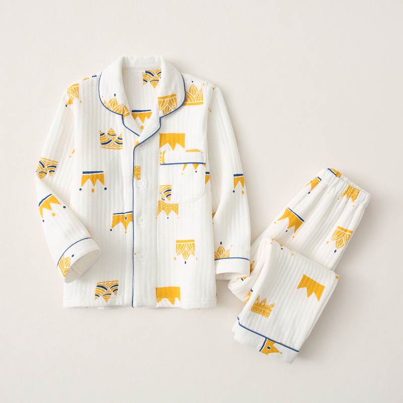 Set de pijamale pentru fete cu cardigan, 100% bumbac, material air-cotton, menține căldura, pentru copii de 3–8 ani