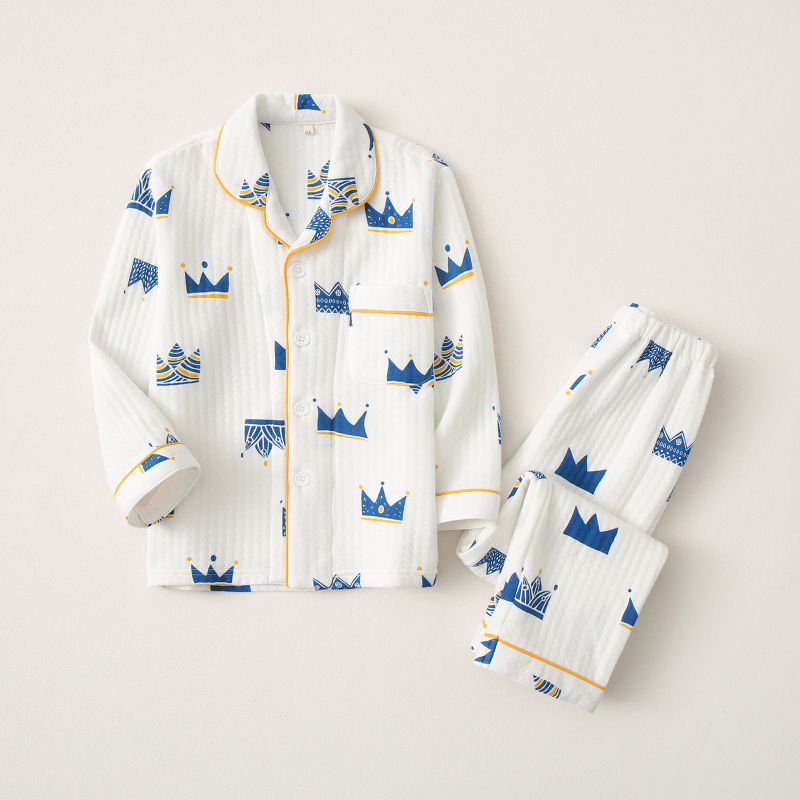 Set de pijamale pentru fete cu cardigan, 100% bumbac, material air-cotton, menține căldura, pentru copii de 3–8 ani