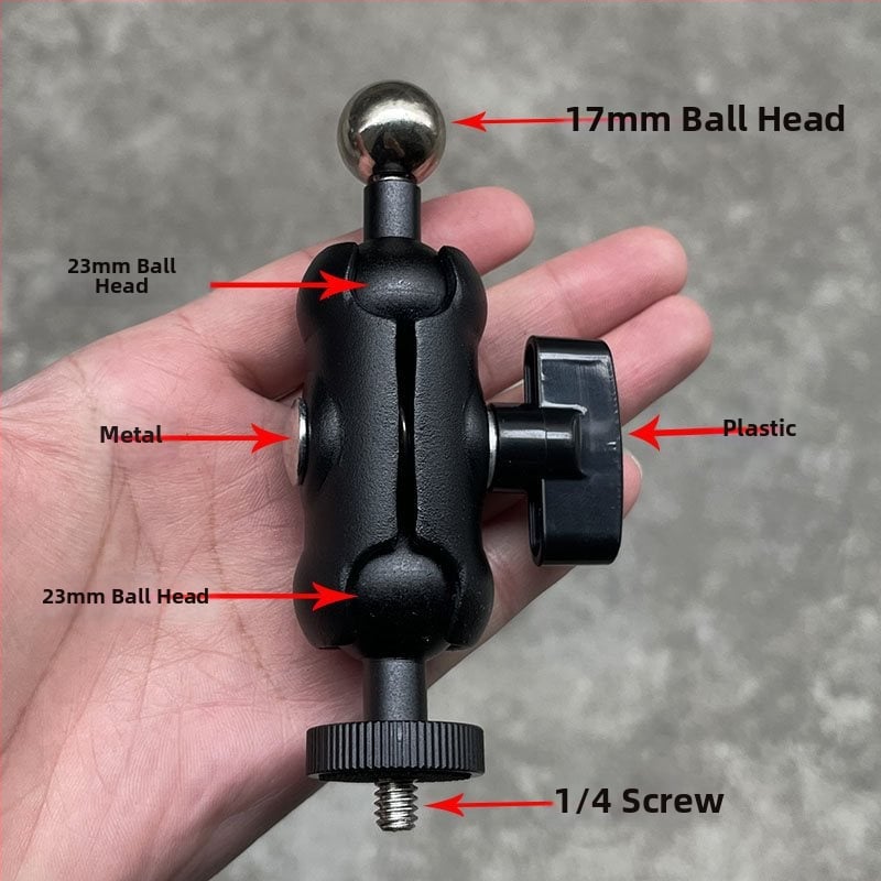 Телефонен държател с 17 мм сферична глава и 1/4-инчов монтаж за гимбал — универсален адаптер за колела