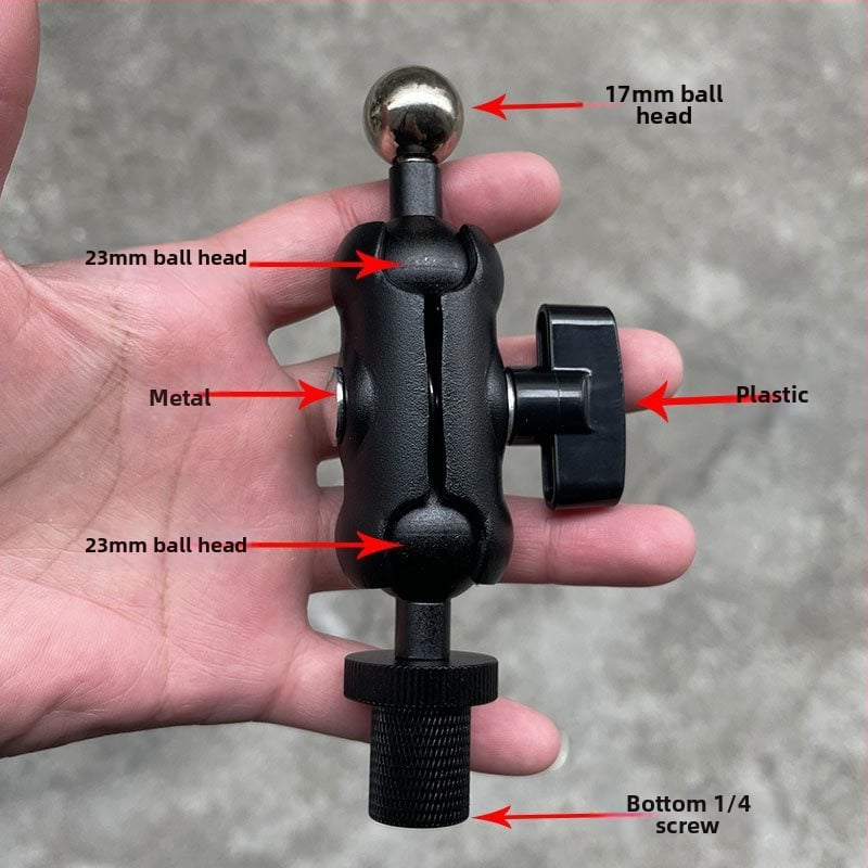 Телефонен държател с 17 мм сферична глава и 1/4-инчов монтаж за гимбал — универсален адаптер за колела