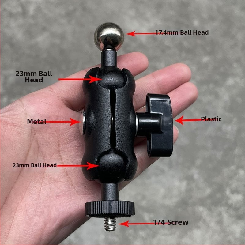 Телефонен държател с 17 мм сферична глава и 1/4-инчов монтаж за гимбал — универсален адаптер за колела