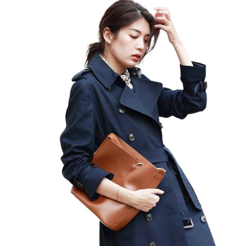 Dámsky trenčkot strednej dĺžky, chenille látka so 30–50% spandexom, oblekový golier, princezná rukávy, jar 2025