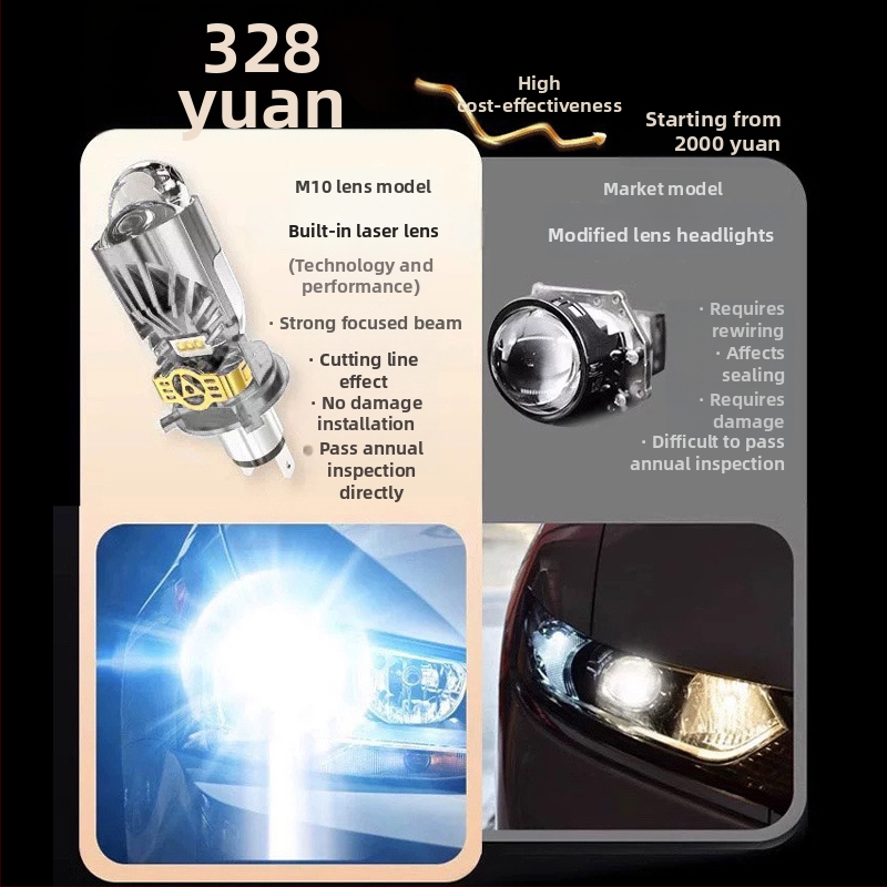 LED λέιζερ προβολείς με φακό, ενσωματωμένος μακρινός και κοντινός φωτισμός, διπλή μήτρα φωτισμού, 12V, 100W+