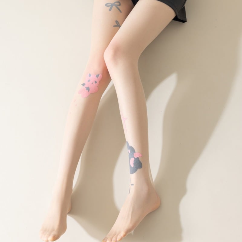 Κάλτσες με φλοράλ σχέδιο από νάιλον, λεπτές, με λειτουργία ανύψωσης ισχίων