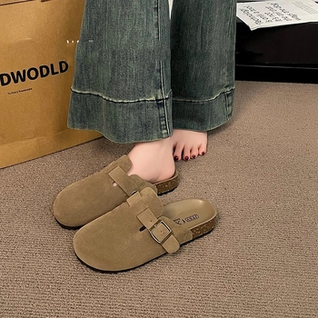 Pantofi slip-on pentru femei cu talpă groasă, vârf închis, piele sintetică pe partea superioară, talpă din cauciuc, culoare uni