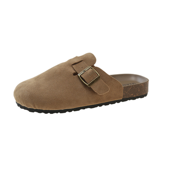 Pantofi slip-on pentru femei cu talpă groasă, vârf închis, piele sintetică pe partea superioară, talpă din cauciuc, culoare uni
