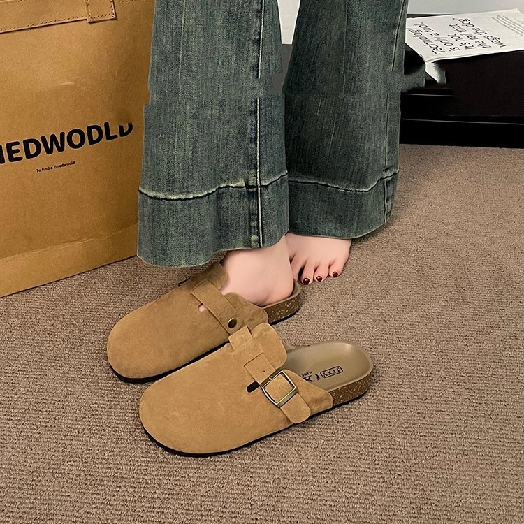 Pantofi slip-on pentru femei cu talpă groasă, vârf închis, piele sintetică pe partea superioară, talpă din cauciuc, culoare uni