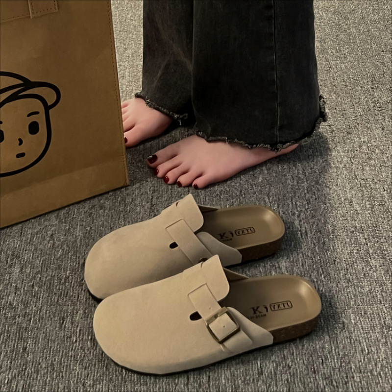 Pantofi slip-on pentru femei cu talpă groasă, vârf închis, piele sintetică pe partea superioară, talpă din cauciuc, culoare uni