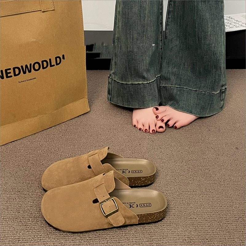Pantofi slip-on pentru femei cu talpă groasă, vârf închis, piele sintetică pe partea superioară, talpă din cauciuc, culoare uni