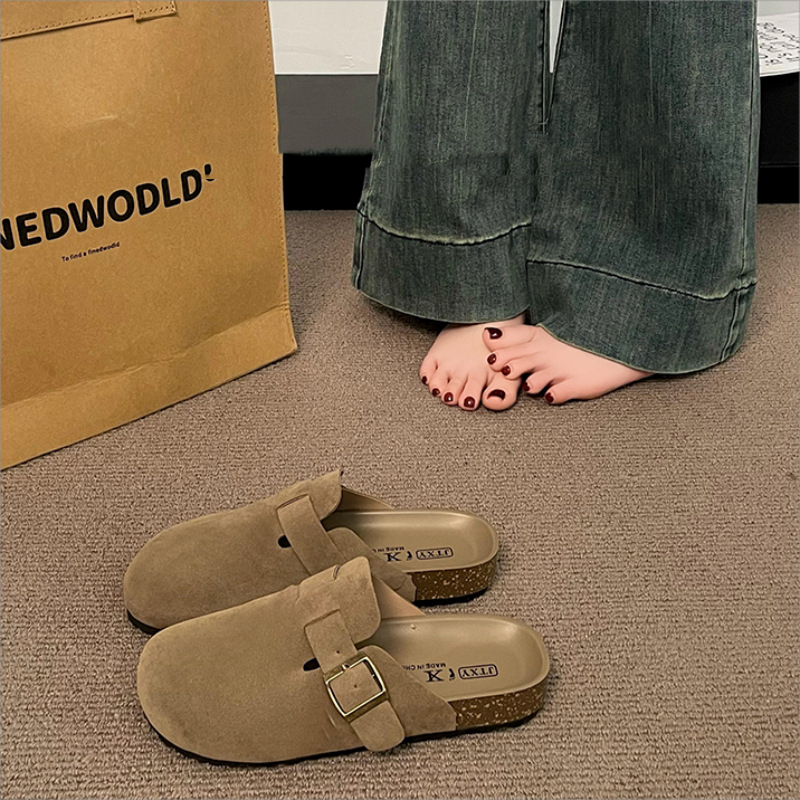 Pantofi slip-on pentru femei cu talpă groasă, vârf închis, piele sintetică pe partea superioară, talpă din cauciuc, culoare uni