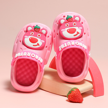 Papuci de casă pentru copii, Strawberry Bear cu vârf închis (PVC partea superioară, 4–12 ani, sex neutru, Cartoon Paradise, Primăvara 2025)