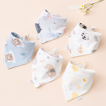Bavetă triunghiulară pentru bebeluși din bumbac, cu două straturi și închidere cu capse, pentru nou-născuți (0–12 luni)