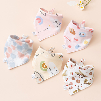 Bavetă triunghiulară pentru bebeluși din bumbac, cu două straturi și închidere cu capse, pentru nou-născuți (0–12 luni)