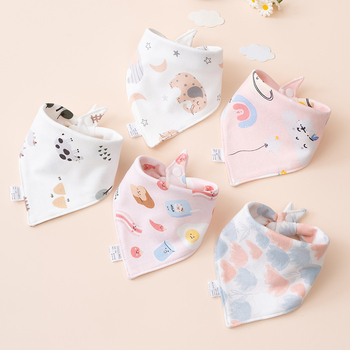 Bavetă triunghiulară pentru bebeluși din bumbac, cu două straturi și închidere cu capse, pentru nou-născuți (0–12 luni)