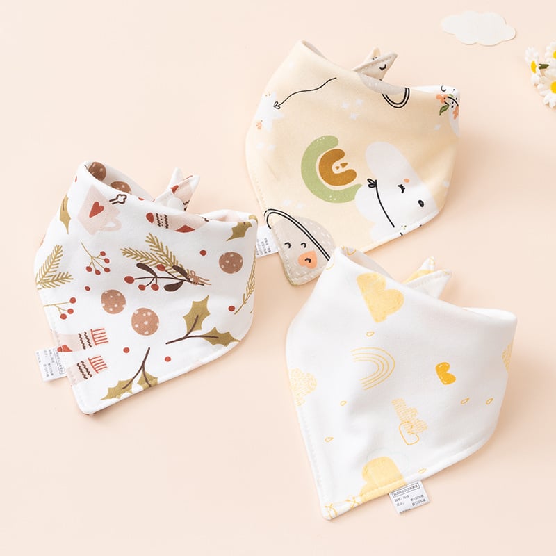 Bavetă triunghiulară pentru bebeluși din bumbac, cu două straturi și închidere cu capse, pentru nou-născuți (0–12 luni)
