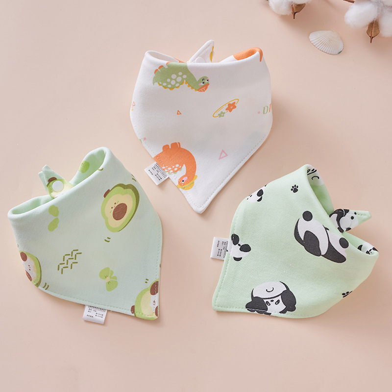 Bavetă triunghiulară pentru bebeluși din bumbac, cu două straturi și închidere cu capse, pentru nou-născuți (0–12 luni)