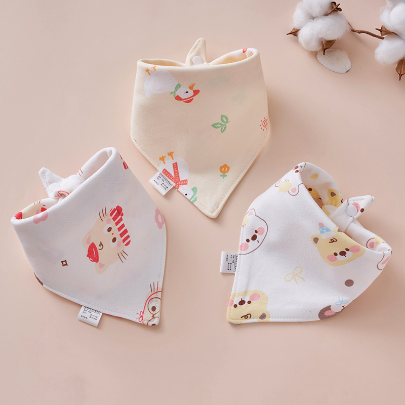 Bavetă triunghiulară pentru bebeluși din bumbac, cu două straturi și închidere cu capse, pentru nou-născuți (0–12 luni)