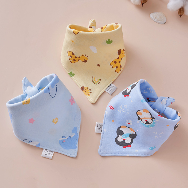 Bavetă triunghiulară pentru bebeluși din bumbac, cu două straturi și închidere cu capse, pentru nou-născuți (0–12 luni)