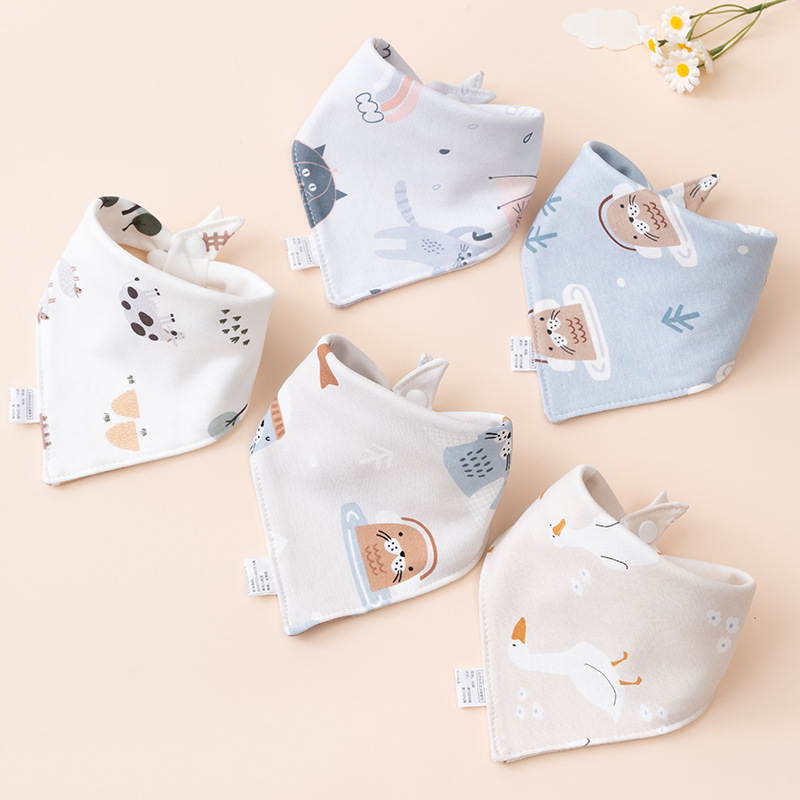 Bavetă triunghiulară pentru bebeluși din bumbac, cu două straturi și închidere cu capse, pentru nou-născuți (0–12 luni)