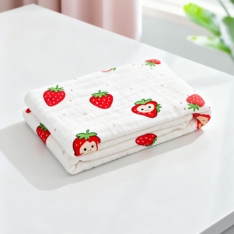 Бебешки марлеви кърпи за баня – комплект, 6 слоя, 100% памук, 300–400 g, карикатурен принт, Mu Mu Xiong