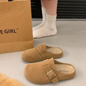 Ženske Birkenstock-stil papuče s debelim potplatom za povećanje visine, slip-on dizajn, gornji dio od nubuk kože goveda, gumeni potplat