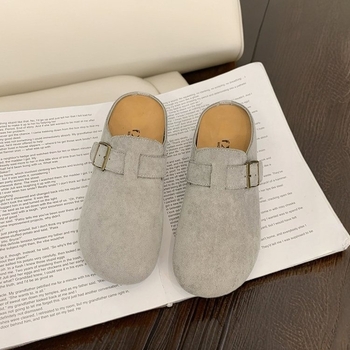 Ženske Birkenstock-stil papuče s debelim potplatom za povećanje visine, slip-on dizajn, gornji dio od nubuk kože goveda, gumeni potplat