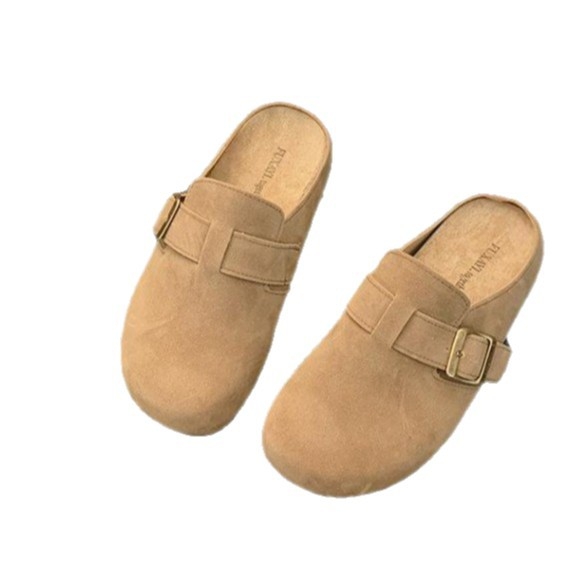 Ženske Birkenstock-stil papuče s debelim potplatom za povećanje visine, slip-on dizajn, gornji dio od nubuk kože goveda, gumeni potplat