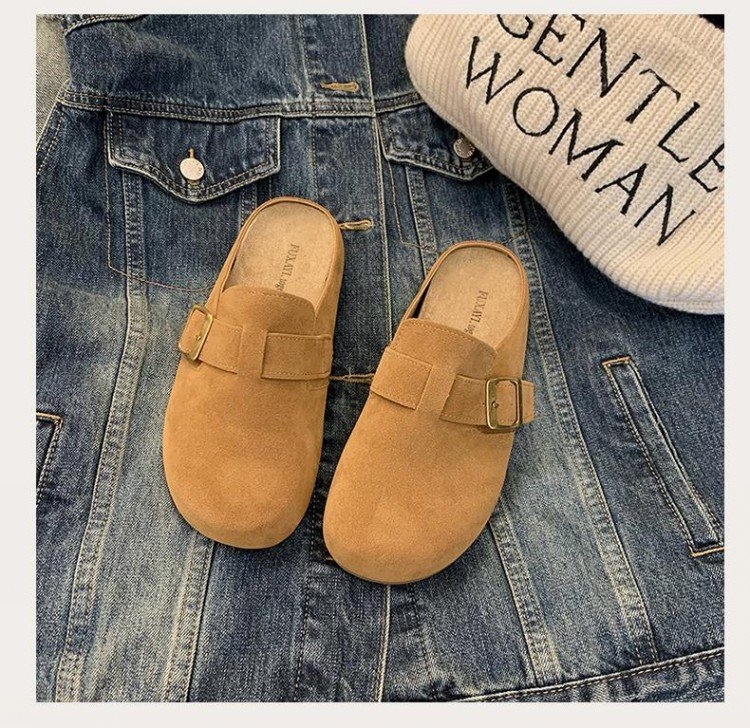 Ženske Birkenstock-stil papuče s debelim potplatom za povećanje visine, slip-on dizajn, gornji dio od nubuk kože goveda, gumeni potplat