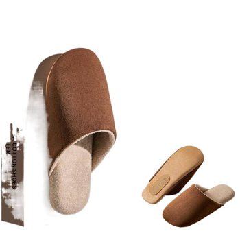 Papuci de interior pentru bărbați din nubuk, cu talpă antiderapantă, slip-on, model de iarnă 2025.