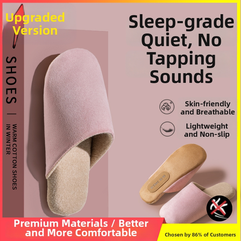 Papuci de interior pentru bărbați din nubuk, cu talpă antiderapantă, slip-on, model de iarnă 2025.