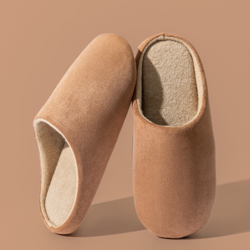 Papuci de interior pentru bărbați din nubuk, cu talpă antiderapantă, slip-on, model de iarnă 2025.