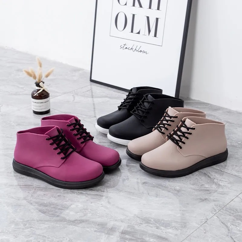 Ženske čizme za kišu od PVC, slip-on, s niskim gornjim dijelom, vodootporne, ravna potpetica, za četiri sezone