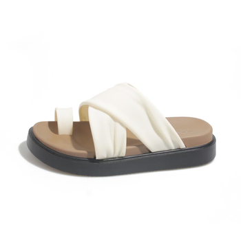 Sandale pentru femei cu talpă groasă, curele încrucișate, PVC pe exterior și talpă, anti-derapante, model cu dungi